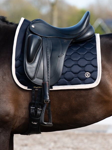 PS of Sweden Vintage Monogram Dressage Saddle Pad - Navy