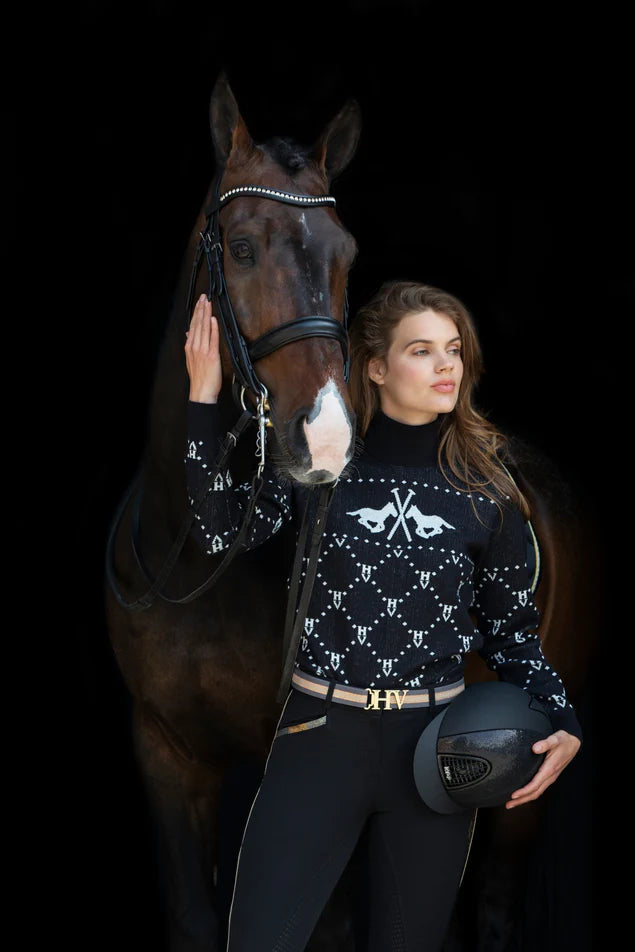 HV Polo Jacquard pullover Cecile - Navy