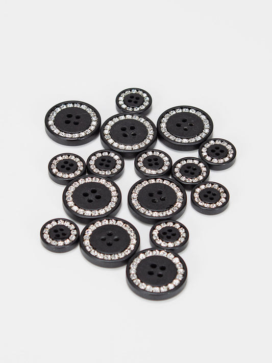 TAILCOAT'S BUTTONS KIT BLACK W/CRYSTAL RHINESTONE