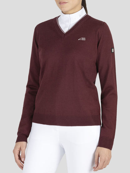 Equiline Women's Conce V Neck Pullover Sweater