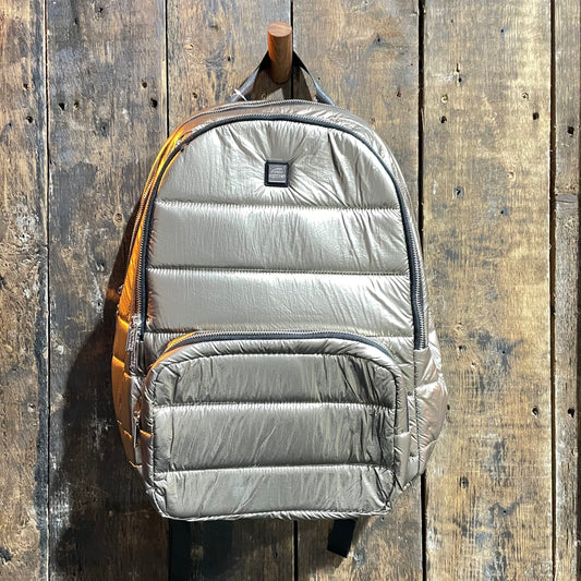 Equiline Metallic Quilted Backpack- Champagne