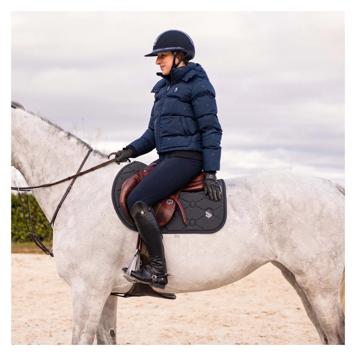 Samshield Spineshield Jump Swarovski Saddle Pad - Dark Forest