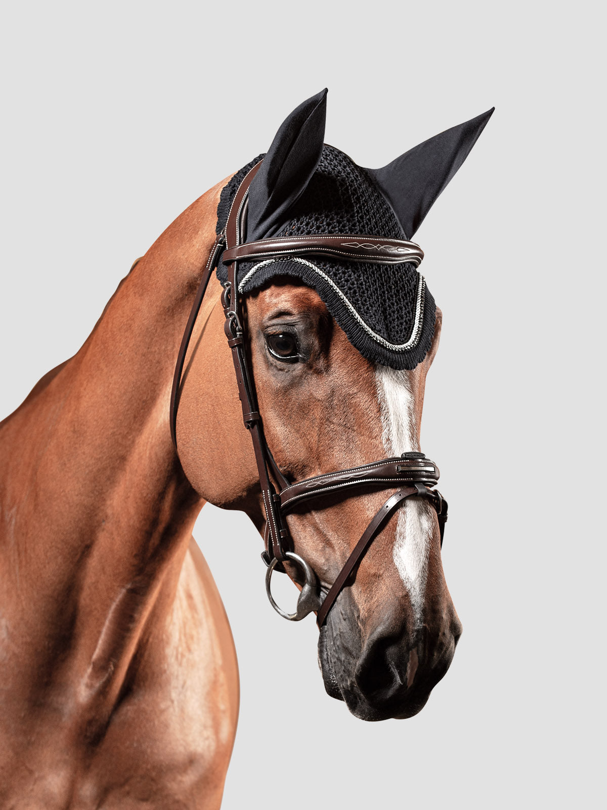 Equiline Rio Ear Net With Rhinestones and Piping