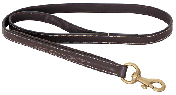 CAVALLINO RAISED STITCHED LEATHER DOG LEAD - Brown